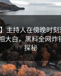【爆料】主持人在傍晚时刻遭遇热点事件 真相大白，黑料全网炸锅，详情探秘