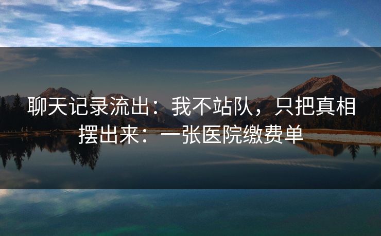 聊天记录流出：我不站队，只把真相摆出来：一张医院缴费单